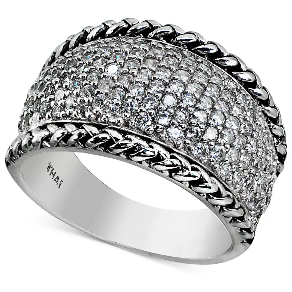 Cubic Zirconia Pavé Statement Ring in Sterling Silver